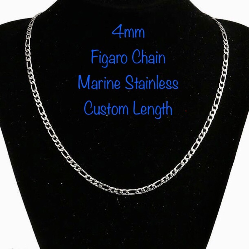 Figaro Silver Chain Necklace Marine Grade Stainless